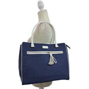 Kate Spade Women's Allyn Blue Denim Leather Trim Office Work Preppy Tote Bag